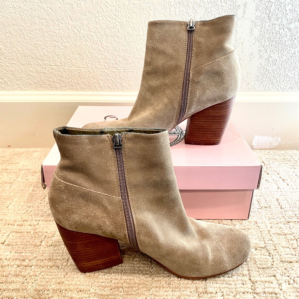 Crown Vintage Suede Block Heel Tall Bootie